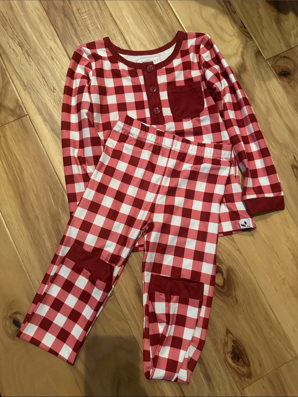 SweetHoney Red and White Gingham Kids Pajama Set